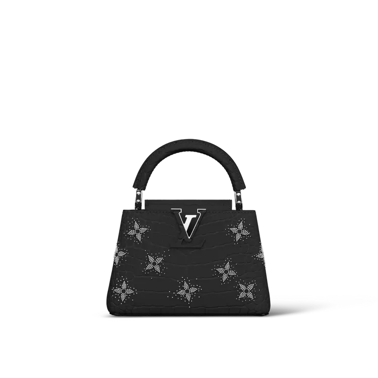 Capucines Mini黑色啞光鱷魚皮革提包，110萬元。品牌提供