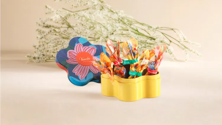 Venchi 2026年復活節系列花朵造型可可鐵盒，420元。品牌提供