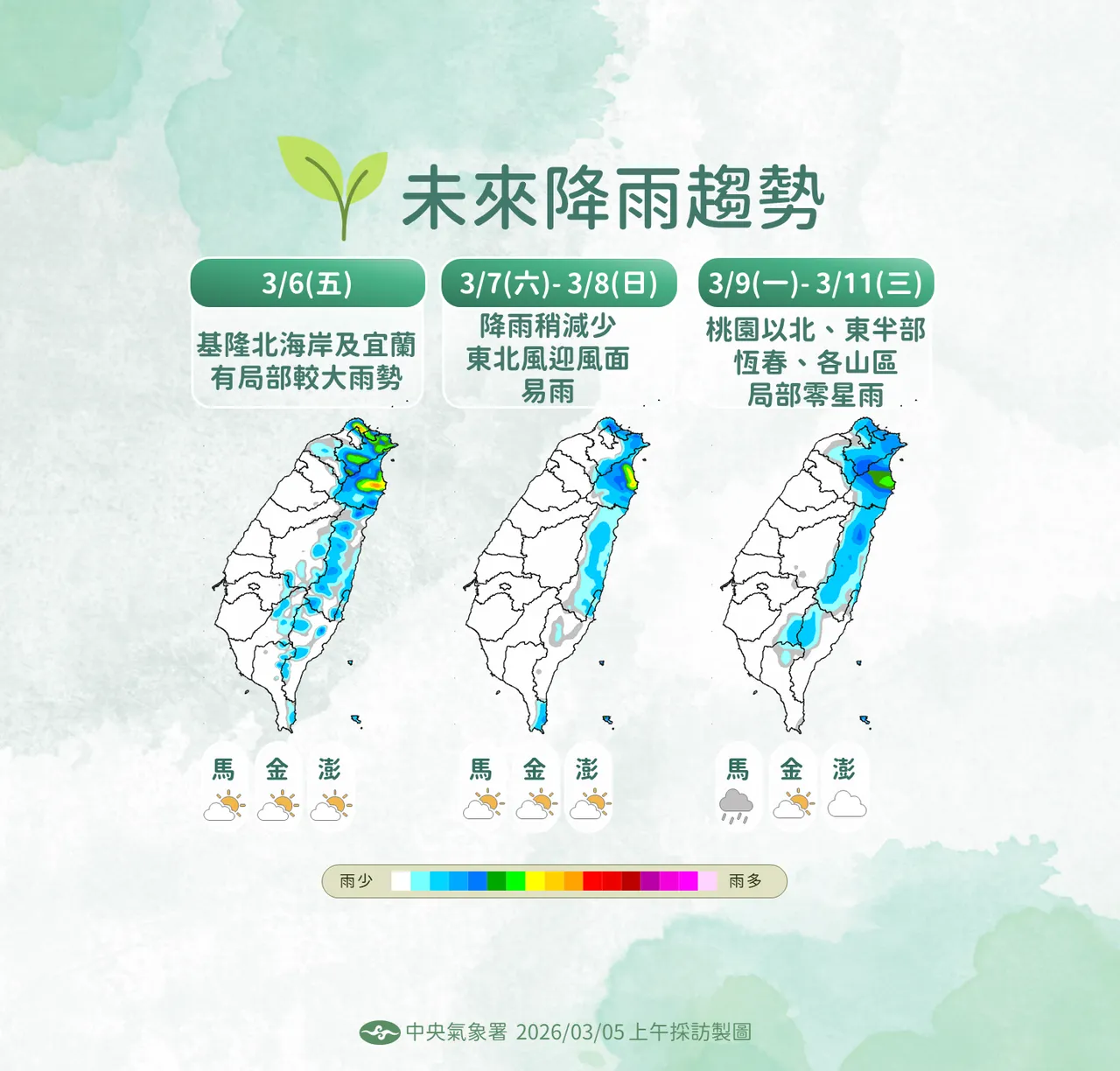未來降雨趨勢。氣象署提供