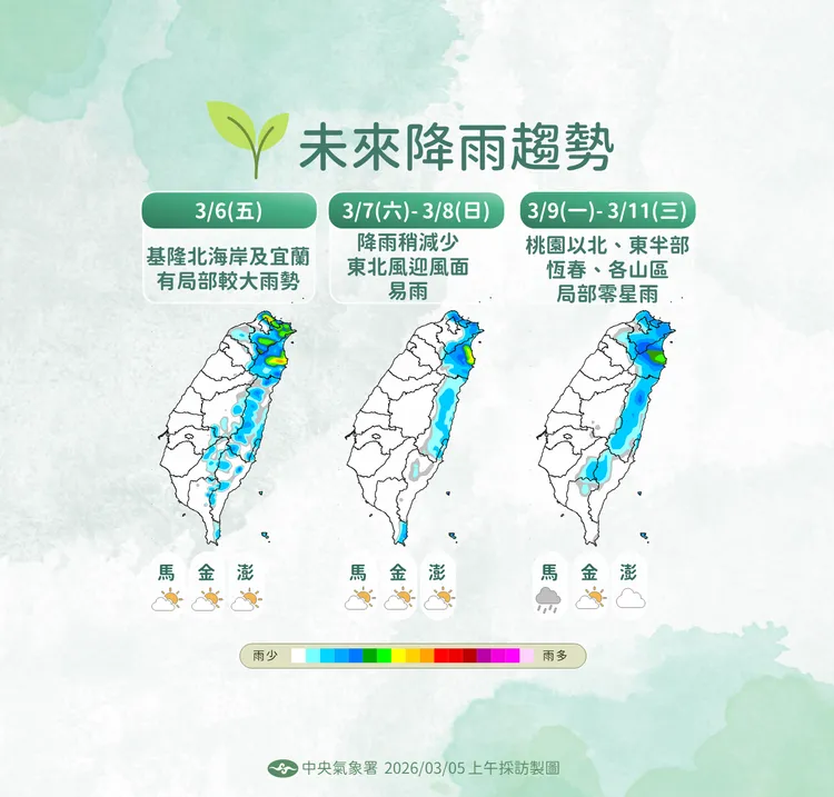 未來降雨趨勢。氣象署提供