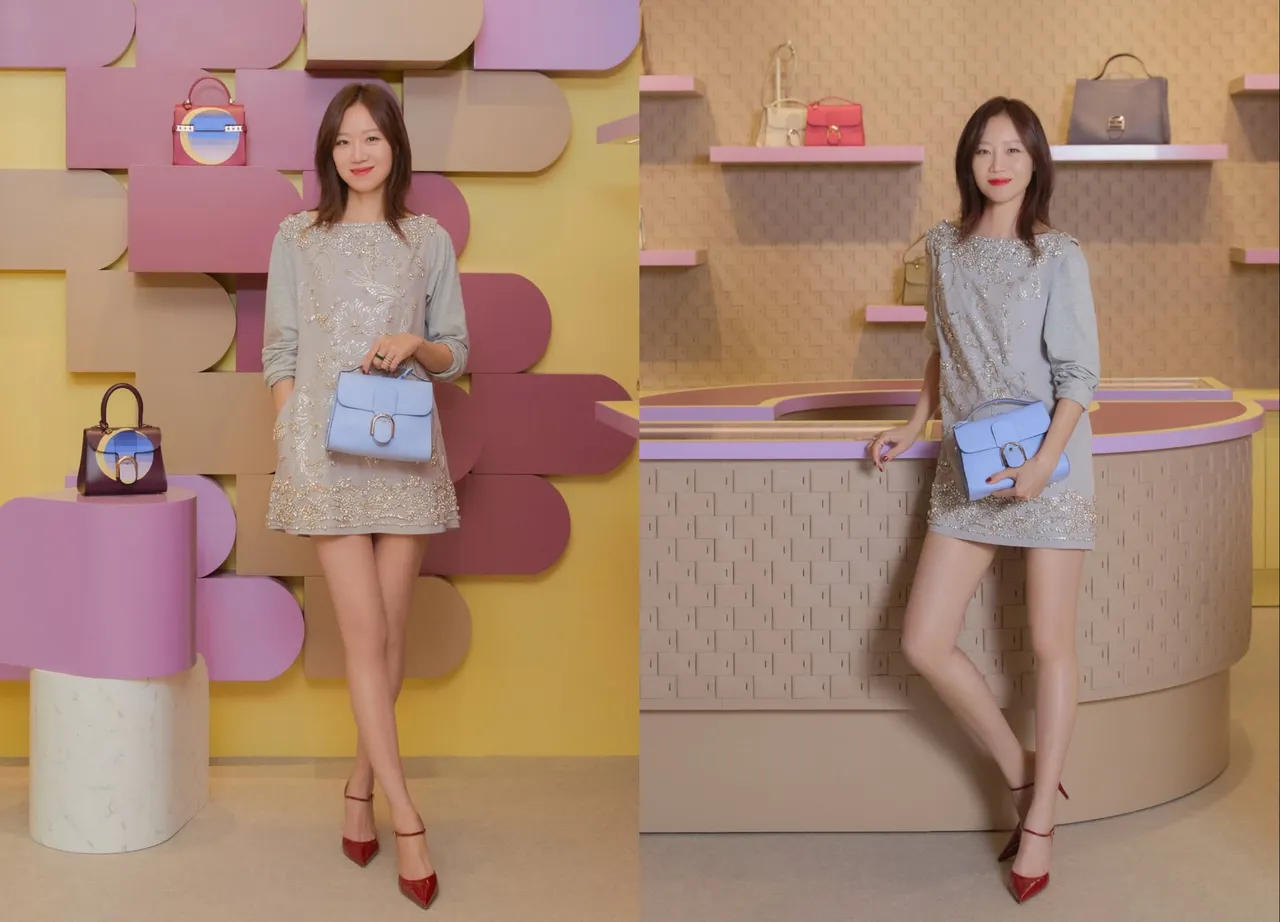 孔孝真日前出席活動時，搭配雲霧藍的Brillant Tempo S。翻攝Delvaux IG