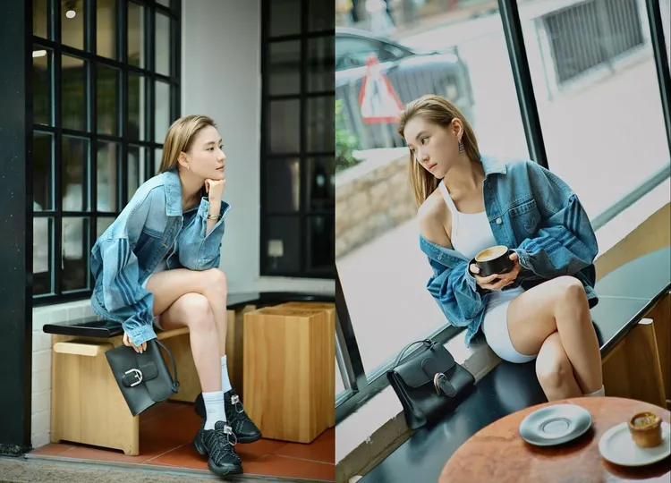 何超蓮以休閒感十足的運動裝束，隨性手拎全黑款式的Tempo S手袋。翻攝何超蓮IG