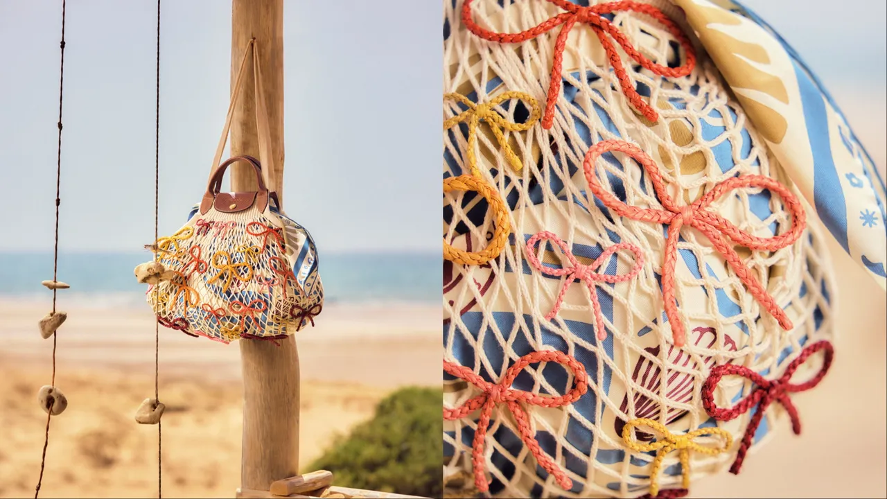 Le Pliage Filet織網包在本季換上了手工編織的拉菲草蝴蝶結裝飾。品牌提供