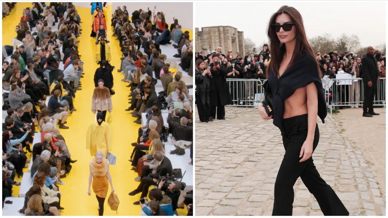 LOEWE 2026秋冬大秀在巴黎時裝周登場，超模Emily Ratajkowski的看秀造型相當火辣。品牌提供