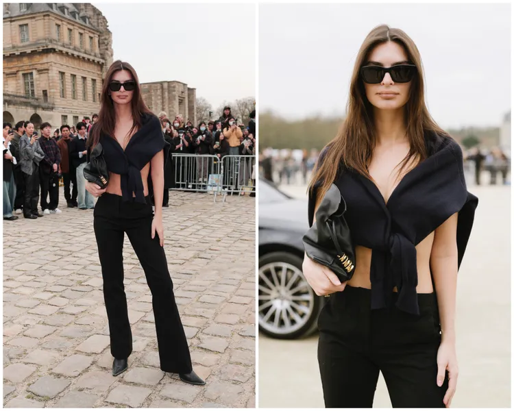 超模Emily Ratajkowski的看秀造型超火辣。品牌提供