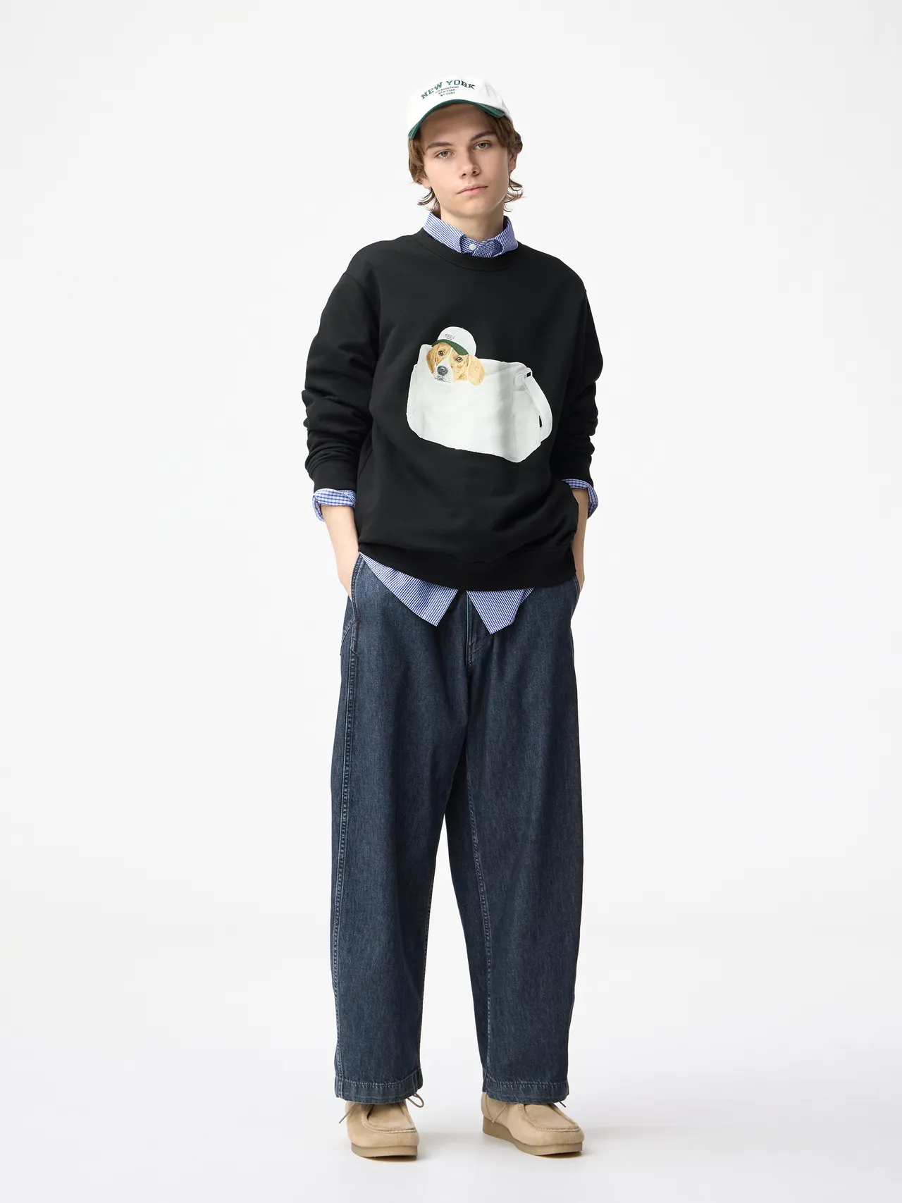 GU男裝輕型牛仔Barrel leg錐形輕便褲，990元。品牌提供