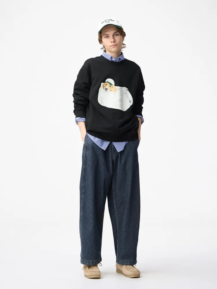 GU男裝輕型牛仔Barrel leg錐形輕便褲，990元。品牌提供