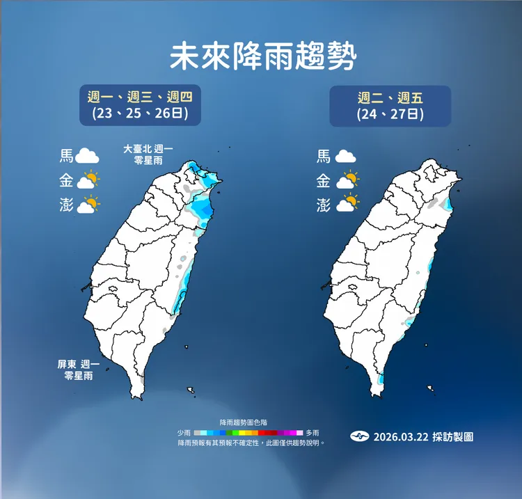 未來降雨趨勢。氣象署提供