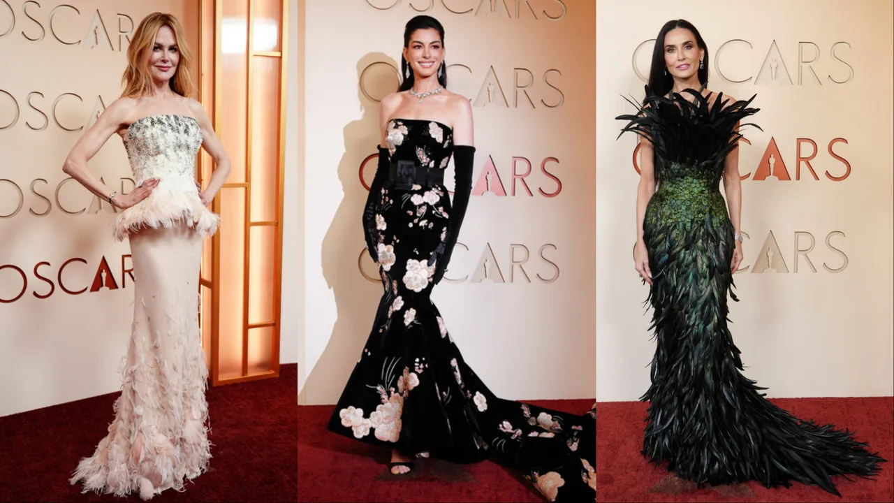 妮可基嫚（左起）、安海瑟薇、黛咪摩爾。美聯社