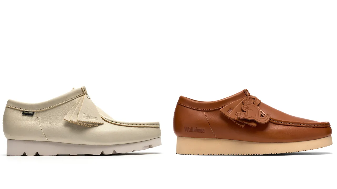 Clarks ORIGINALs真皮袋鼠鞋（左）6580元、真皮防水袋鼠鞋（右）7880元。品牌提供