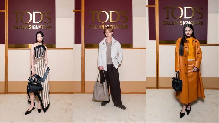 泰國女星Becky（左起）、TOD’S日本品牌大使渡邊翔太、韓國品牌大使方效潾紛紛現身秀場。品牌提供