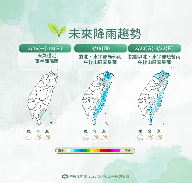未來降雨趨勢。氣象署提供