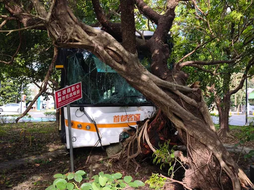 內湖三總驚傳公車誤闖撞樹　10人輕傷「步行」急診就醫