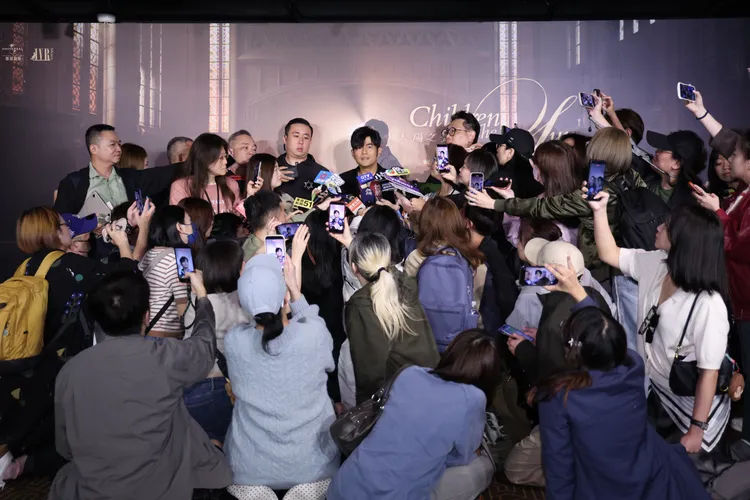 周杰倫許久未在台灣受訪，現場被媒體擠爆。莊宗達攝