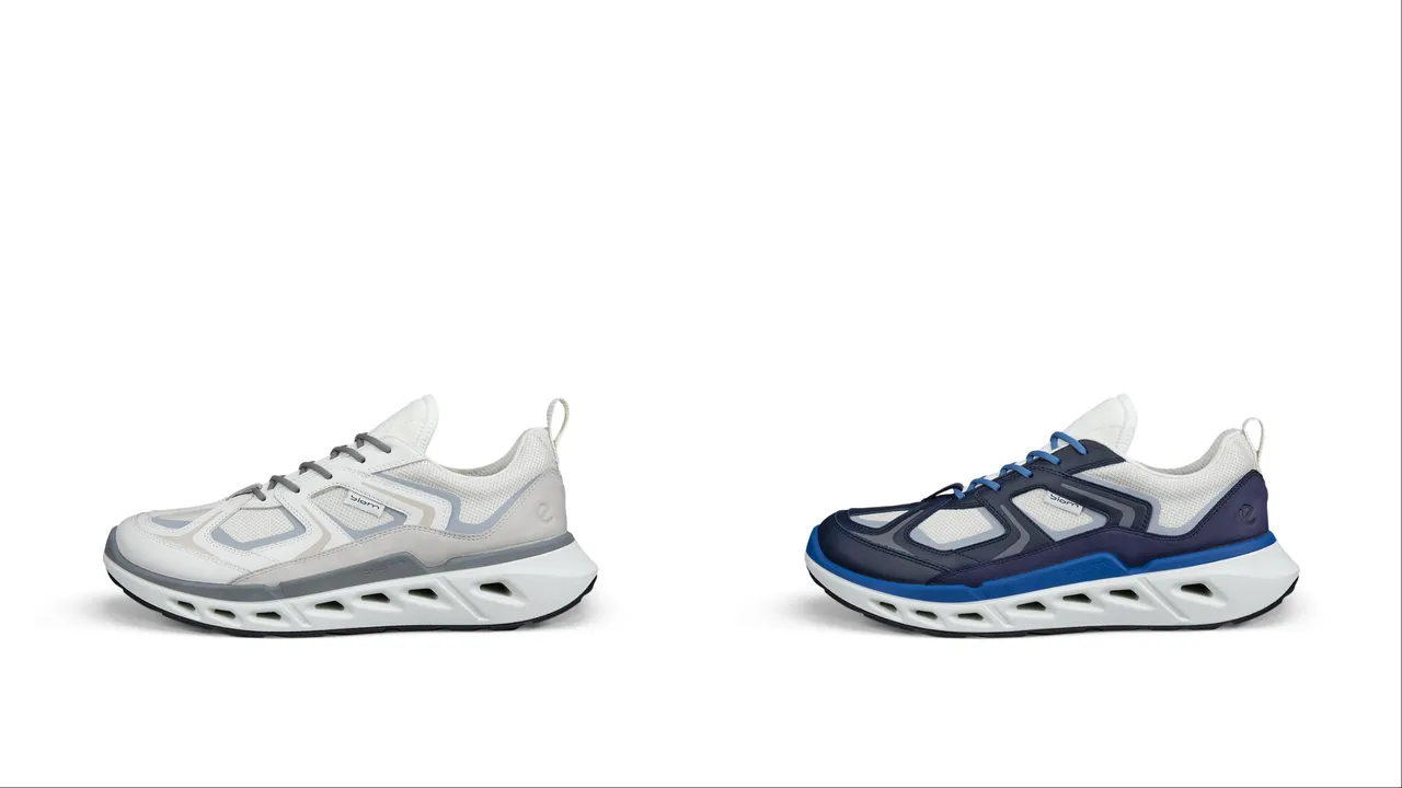 ECCO「BIOM 720」系列BREATHRU網布防水男鞋，各8680元。品牌提供