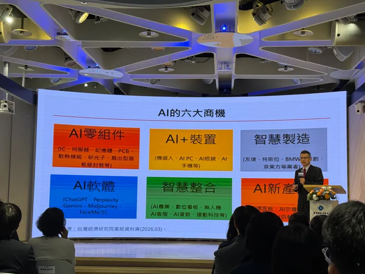 針對AI產業發展，曾俊洲歸納六大商機。呂承哲攝