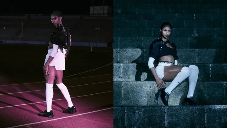 2024年奧運女子100公尺跨欄金牌得主Masai Russell搶先上腳Noir鞋。品牌提供