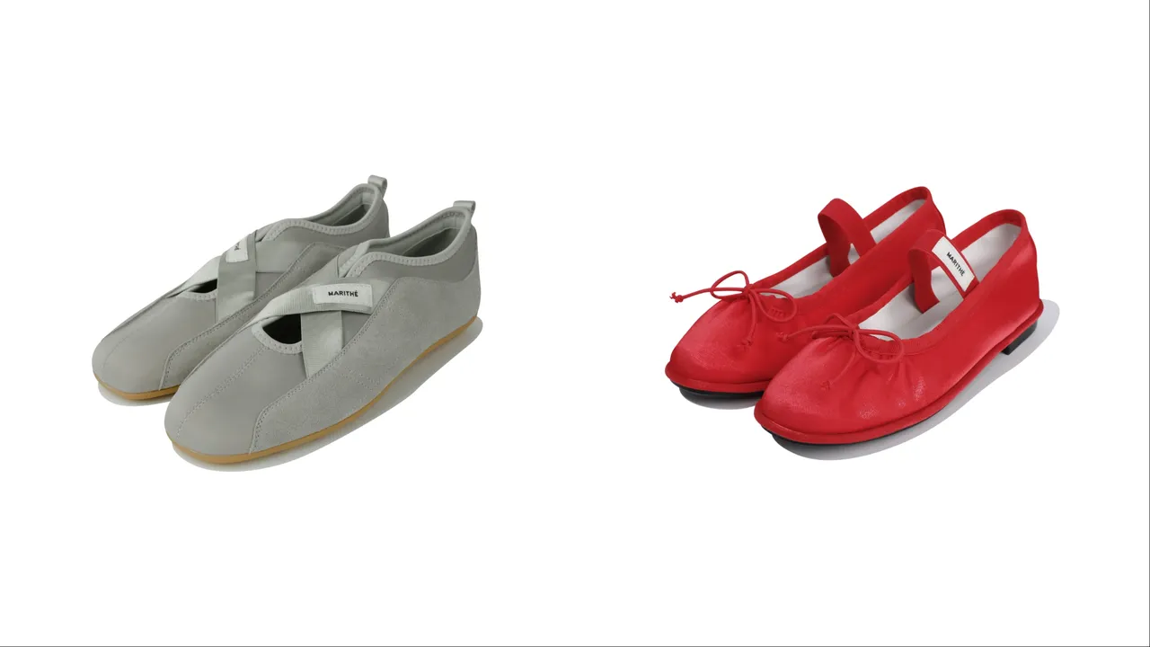 M+FG織帶平底鞋（左）3790元、飾帶蝴蝶結平底鞋（右）3190元。品牌提供