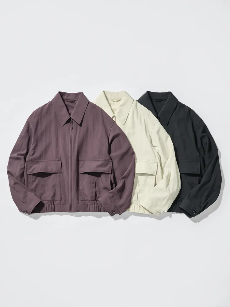 Uniqlo U 2026春夏系列男女適穿短版布勞森外套，各1990元。品牌提供