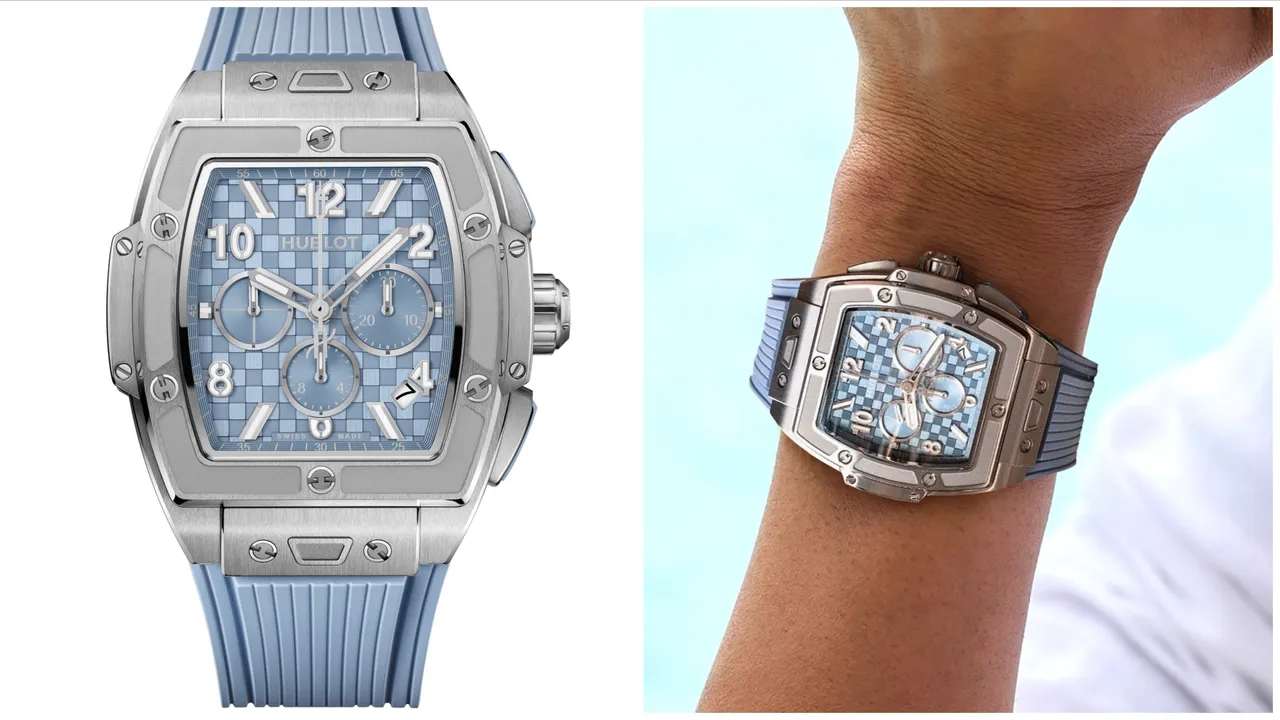 HUBLOT Spirit of Big Bang潮蒼藍鈦金計時碼錶，42mm，拋光及緞面處理鈦金屬錶殼，碳纖維立體浮雕紋理面盤，炭藍色天然橡膠錶帶，MHUB4700自動上鍊鏤空計時機芯，動力儲存50小時，防水深度100米，71萬元。品牌提供