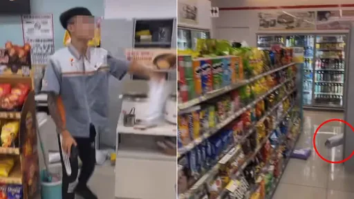 小七店員亂扔包裹飛越貨架　影片曝光！網：屁孩蠢到自證己罪