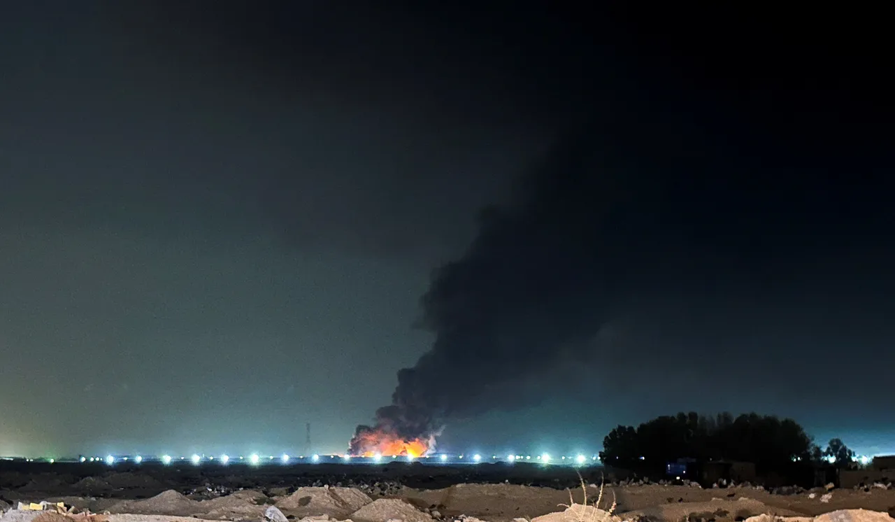 伊朗無人機7日攻擊伊拉克油田導致起火，當地美國企業哈利伯頓公司設施冒出濃煙。路透社