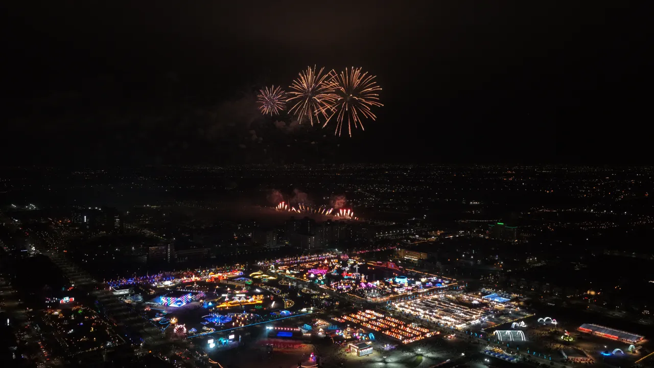 2026台灣燈會在嘉義，空拍燈區畫面壯觀。嘉縣府提供