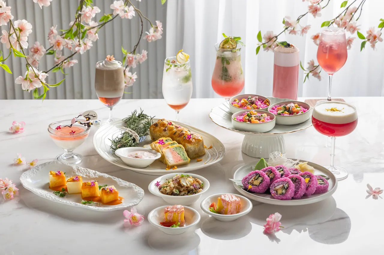 SERENA全日餐廳推出櫻花季主題餐點無限量供應，打造春日專屬的味蕾饗宴，平日1180元、假日1380元（午晚餐同價，10%服務費另計）。業者提供