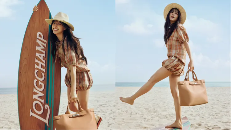 金世正換上格紋套裝演繹休閒夏日女子。品牌提供