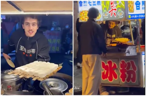 奧斯卡準影帝遠離炎上風暴飛成都　甜茶街頭賣毛豆腐兇罵奧客「你什麼意思」