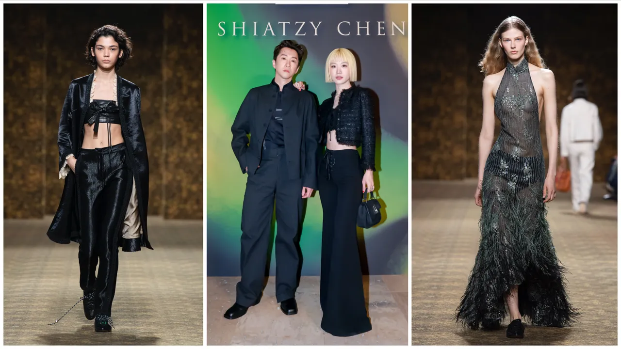 夏姿2026秋冬大秀在巴黎時裝周登場，新婚夫妻檔陳漢典（中圖左）以及Lulu（中圖右）甜蜜現身。品牌提供