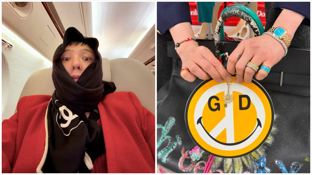 GD近日鍾愛土耳其藍色調，手上的PIAGET腕錶就是此顏色。翻攝IG