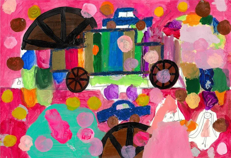 A組(未滿8歲)金獎：莊羽希同學作品《彩虹夢想糖果車》。業者提供