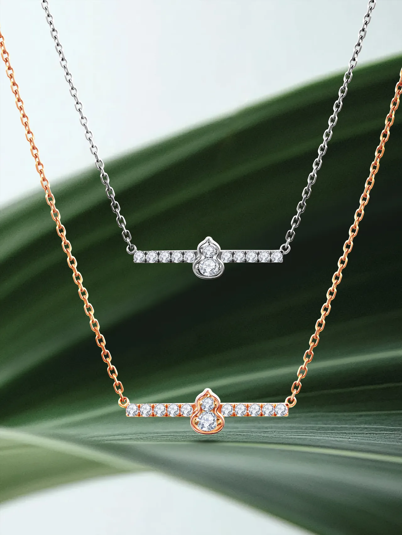 Wulu Mini Solitaire系列將經典葫蘆縮小並在其中鑲嵌2顆璀璨圓鑽。品牌提供