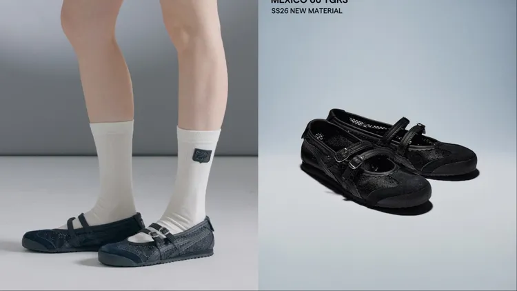 高人氣的瑪莉珍MEXICO 66 TGRS以透明緹花網布搭配佩斯利花紋更顯優雅。品牌提供