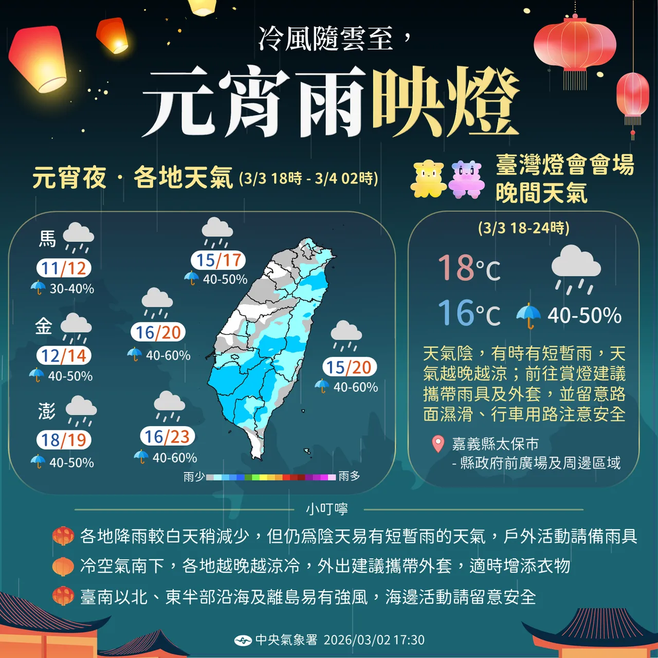 天氣提醒。氣象署提供