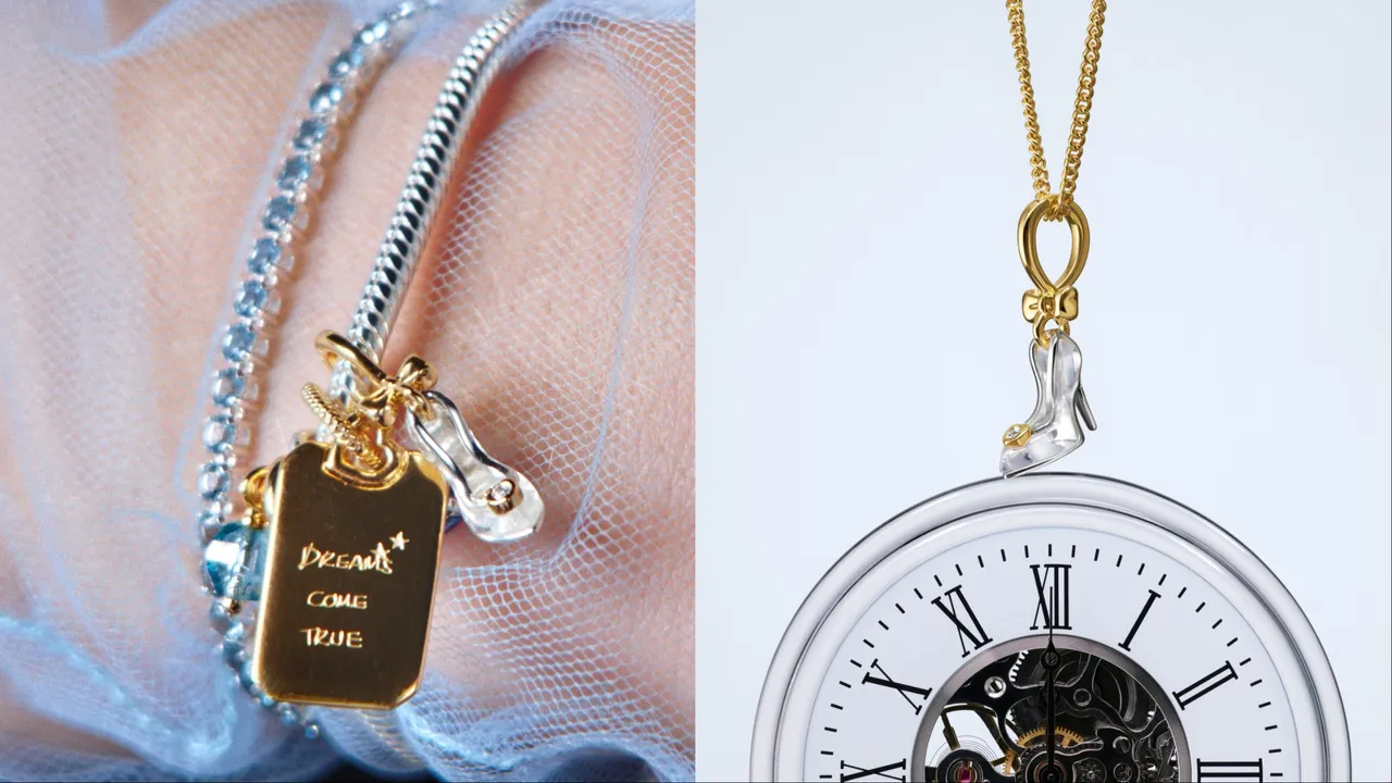 《仙履奇緣》的玻璃鞋吊飾以925銀與鍍14K金勾勒而成。品牌提供