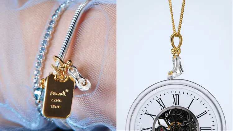 《仙履奇緣》的玻璃鞋吊飾以925銀與鍍14K金勾勒而成。品牌提供