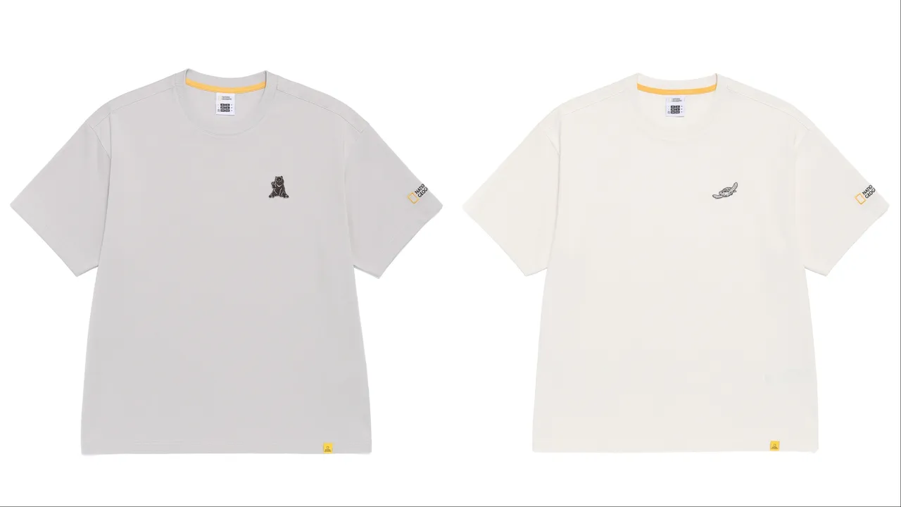 國家地理服飾台灣限定LOGO T恤「黑熊」（左）、「綠蠵龜」（右），各1980元。品牌提供