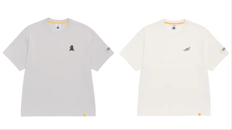 國家地理服飾台灣限定LOGO T恤「黑熊」（左）、「綠蠵龜」（右），各1980元。品牌提供