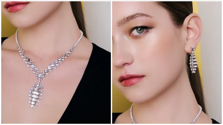 卡地亞EN ÉQUILIBRE頂級珠寶系列SPLENDAE項鍊與耳環。品牌提供