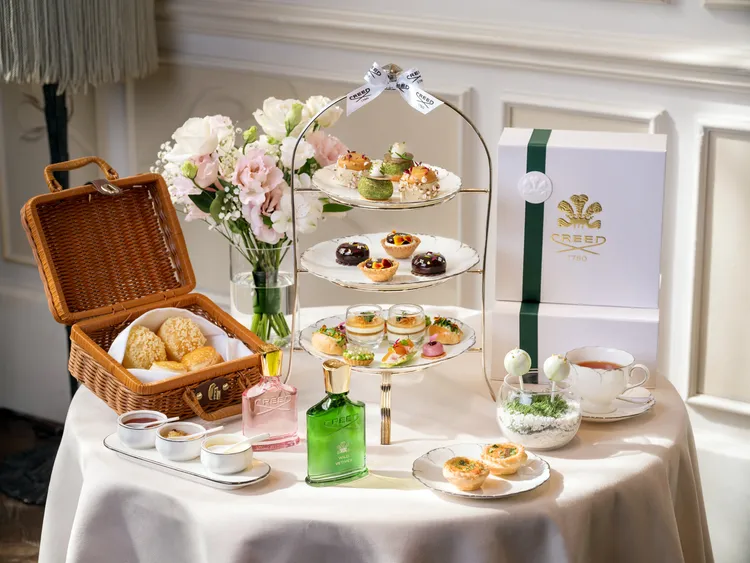 CREED與台北文華東方酒店「青隅」合作，5/31前推出期間限定聯名午茶。品牌提供