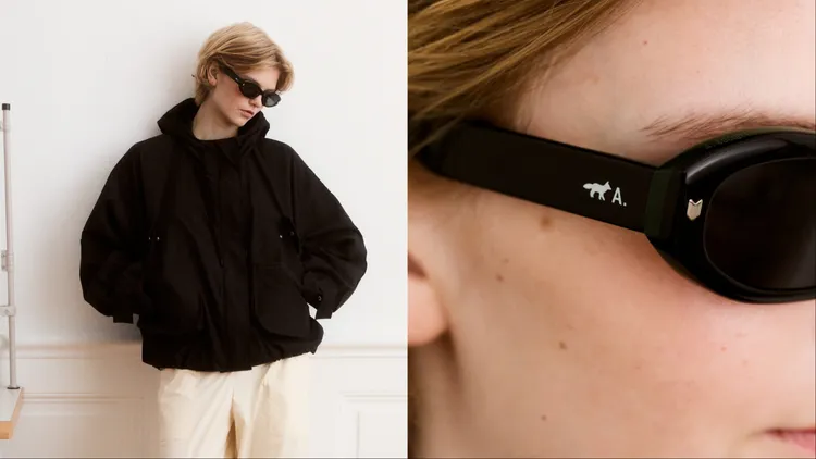 鏡框融入Maison Kitsuné小狐狸圖騰與A. SOCIETY品牌標誌。品牌提供