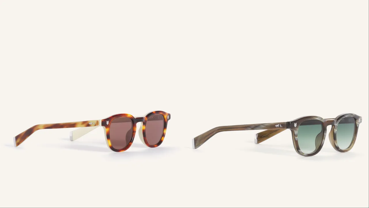 Maison Kitsuné X A. SOCIETY聯名系列CAMILLE款太陽眼鏡，各7400元。品牌提供