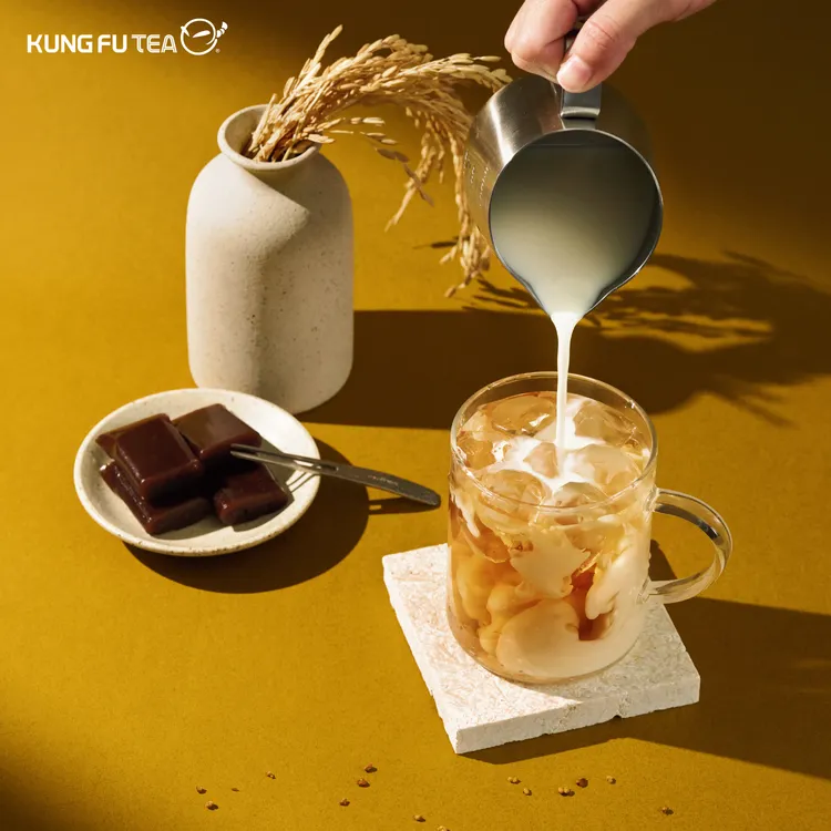 最新推出無咖啡因的「金穀蕎麥系列」。功夫茶提供