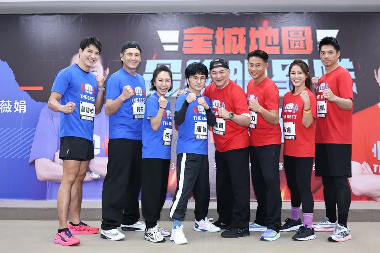 龍語申（左起）、阿布、何依霈、唐從聖、馬國賢、彭小刀、黃瑄、王盈凱等今天出席新節目記者會。彭欣偉攝