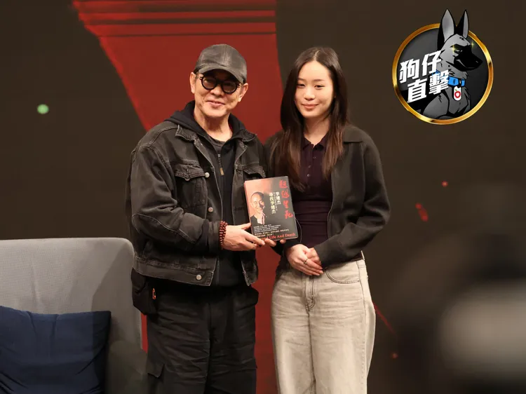 李連杰（左）和小女兒Jada來台出席「靜思書軒心靈講座」。特勤中心攝