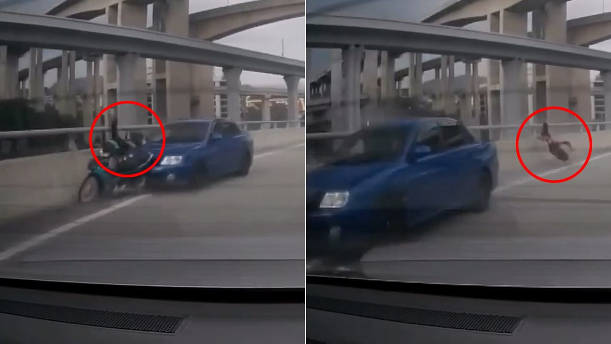 高架硬超車被二輪擋道 兇殘!駕駛加速推撞讓騎士當場慘死