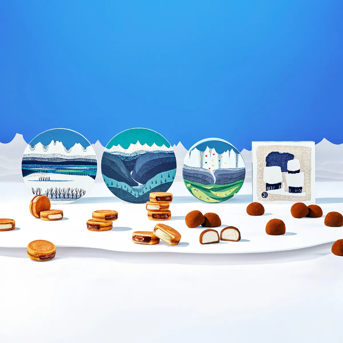 此次快閃店帶來「SNOWSAND生巧克力夾心餅乾」、「SNOWBALL松露可可球」與「MORINOKI森之木」三款甜點。業者提供