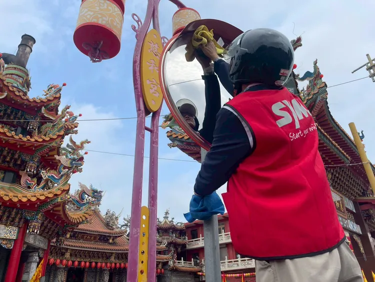 三陽志工由10組小隊組成，從新竹出發橫跨苗栗、台中、彰化及雲林等27處交通熱點。業者提供